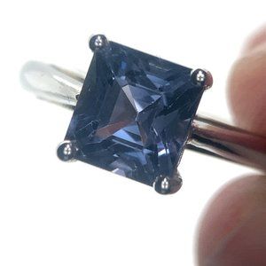 Blue Spinel 2.40ct Solid 14K White Gold Ring